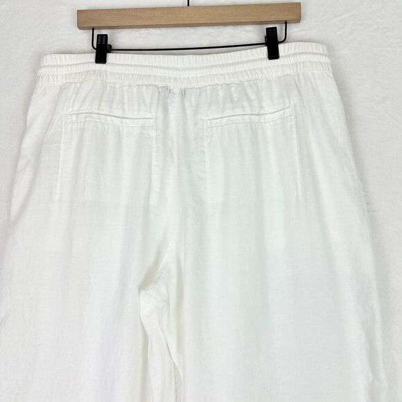 Athleta Retreat Linen Wide Leg Pants Size 16 Calla Lily White Coastal Beach - Picture 5 of 7